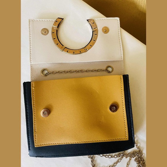 Colorblock Crossbody Clutch – Gold Hardware Chain Strap Purse Bag - Picture 5 of 5